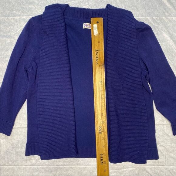 Vintage FADED GLORY Cardigan Sweater Open Front 3/4 Sleeve Womens M Navy Blue - Picture 4 of 11